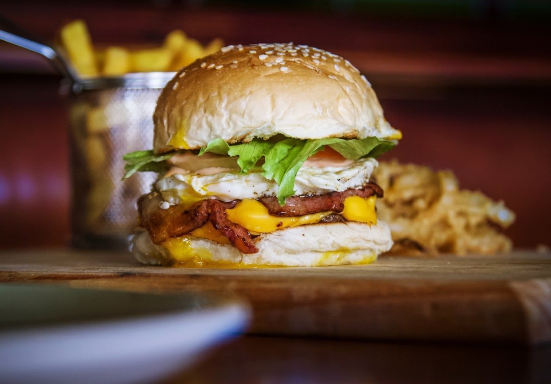 Gourmet burger and fries